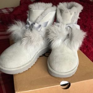 Ugg gray pompon boots